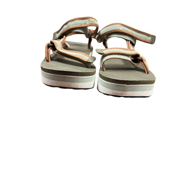 Women's Teva Sandals Size Universal Mesh 10 Green & Brown Platform 1102451 EUC - Picture 3 of 10
